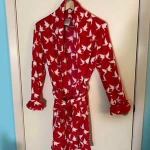 Woman’s L Calvin Klein Red w/ White Doves Bathrobe